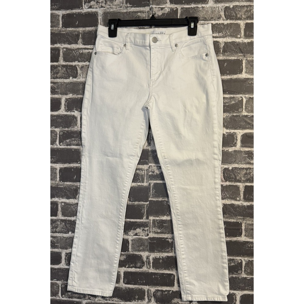 LOFT White Skinny Crop Jeans Women's Size‎ 6 Mid Rise Stretch Denim